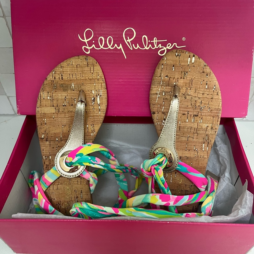 New in Box Lilly Pulitzer Harbor sandals Shady Lady 6